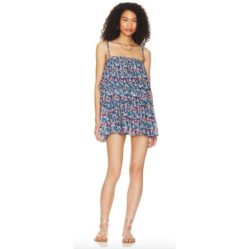 Free People One Talia Tunic Blue Combo-sz Small